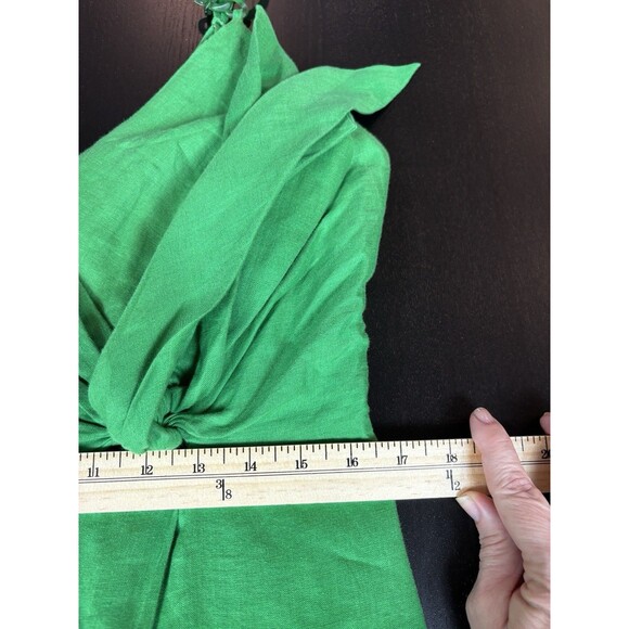Reiss Esme Wrap Dress Bright Green Size 10 Reiss Linen Dress Bright Green Midi - Picture 13 of 14